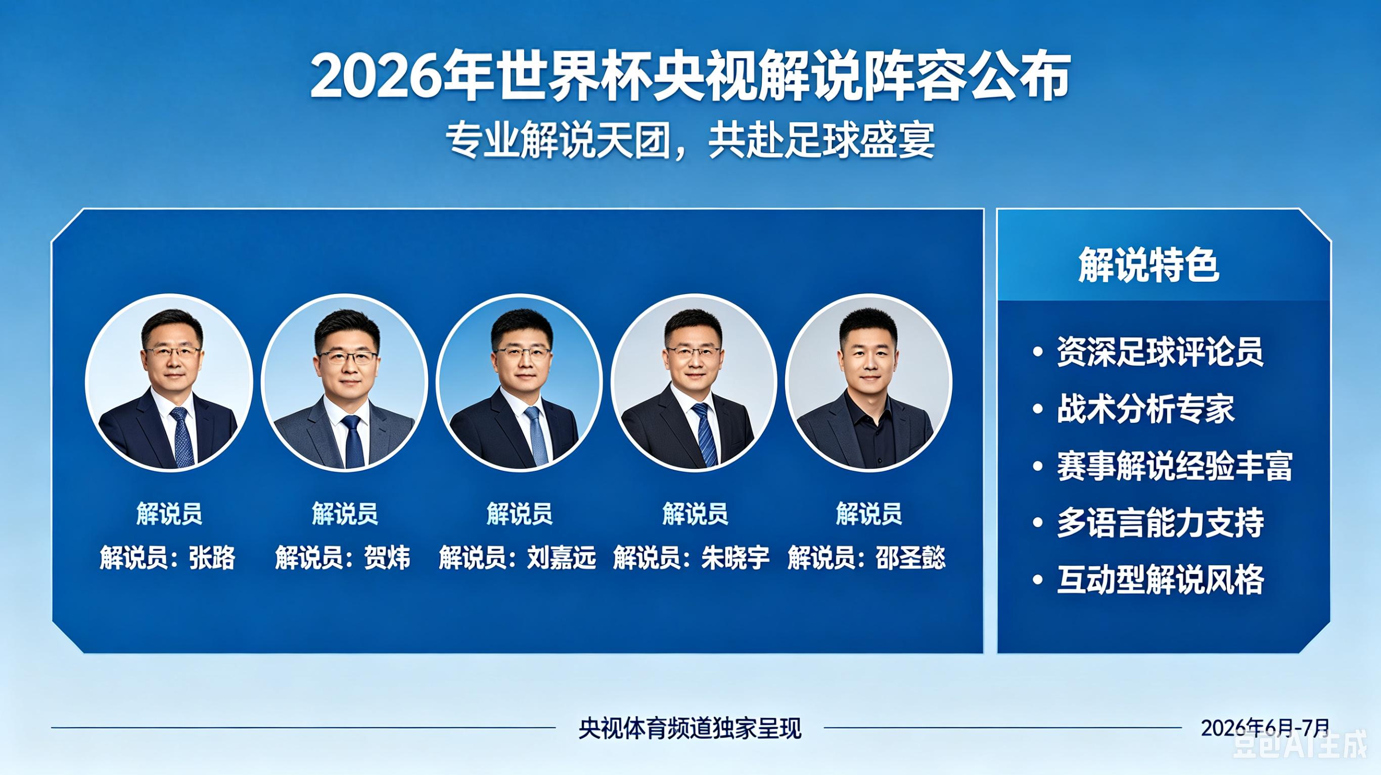 2026美加墨世界杯开幕在即，央视解说天团阵容揭晓